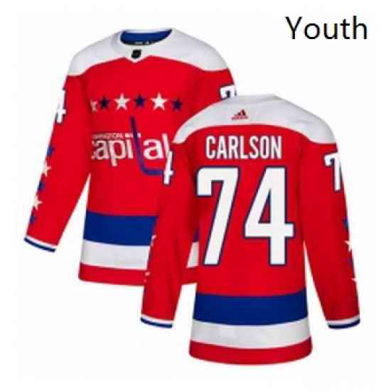 Youth Adidas Washington Capitals 74 John Carlson Authentic Red Alternate NHL Jersey